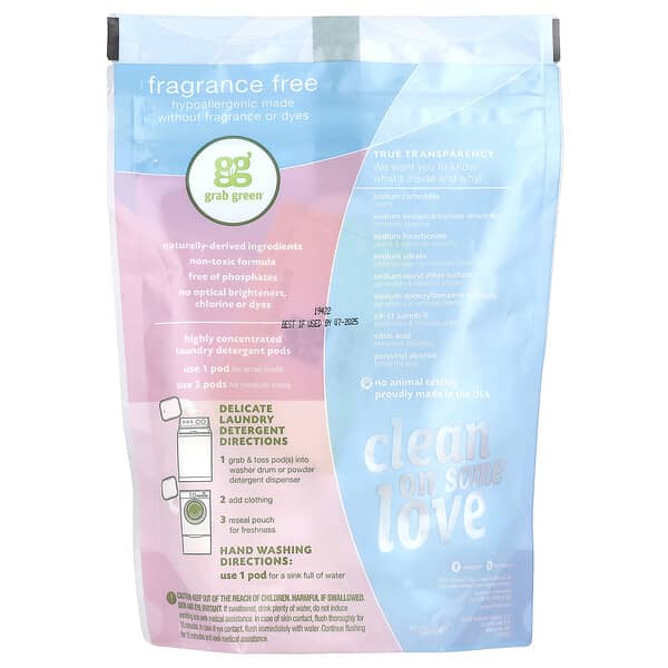 Grab Green Delicate Laundry Detergent Pods Fragrance Free 24 Loads 8.4 oz (240 g)