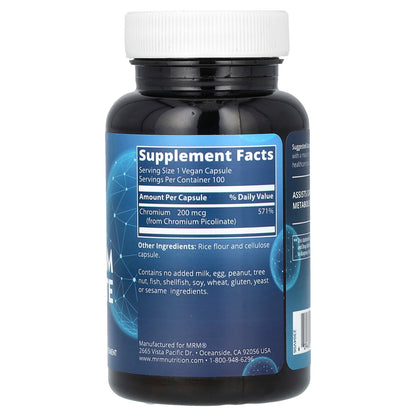 MRM Nutrition Chromium Picolinate 100 Vegan Capsules (200 mcg per Capsule)