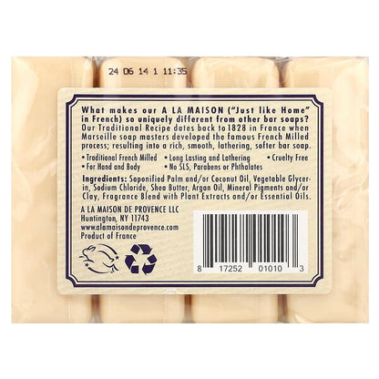 A La Maison de Provence Hand & Body Bar Soap Lavender Flowers 4 Bars 3.5 oz (100 g) Each