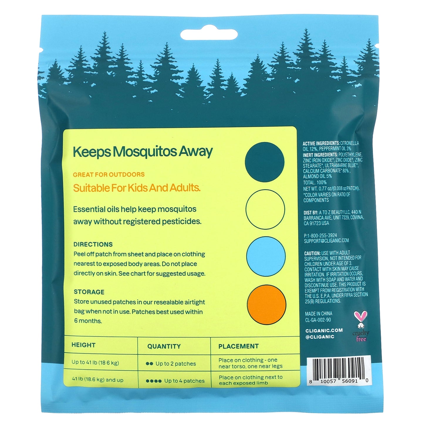 Cliganic Mosquito Repellent Solid Color Patches 180 Patches