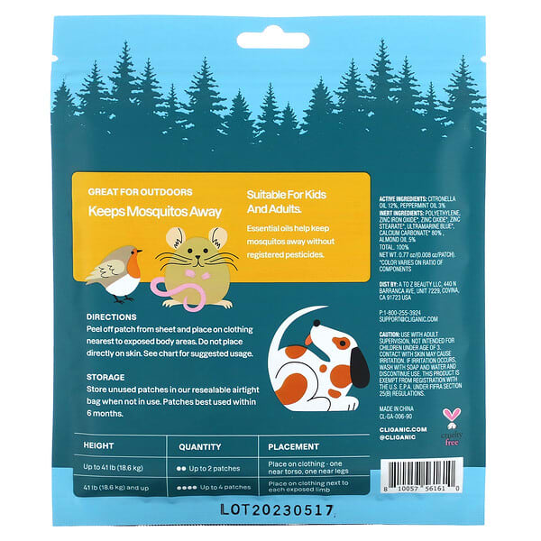Cliganic Mosquito Repellent Animal Friends Patches 90 Patches