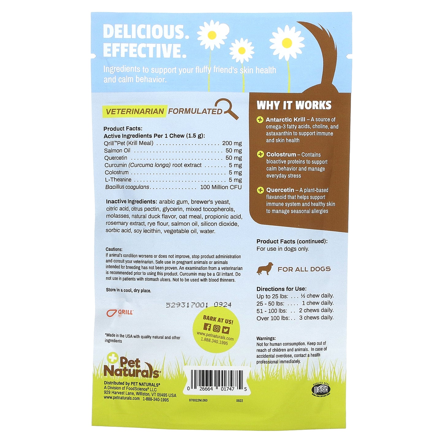 Pet Naturals Allergy + Calming For All Dogs Duck 60 Bite-Sized Chews 3.17 oz (90 g)