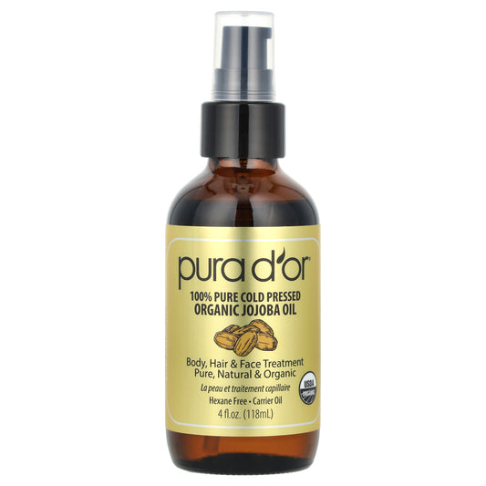 Pura D'or 100% Pure Cold Pressed Organic Jojoba Oil 4 fl oz (118 ml)