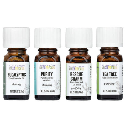 Aura Cacia Journey Kit Essential Oil Diffusion Blends 4 Bottles 0.25 fl oz (7.4 ml) Each