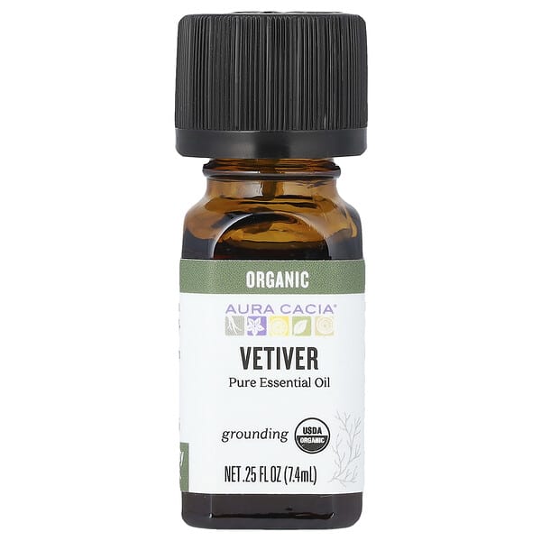 Aura Cacia Organic Pure Essential Oil Vetiver 0.25 fl oz (7.4 ml)