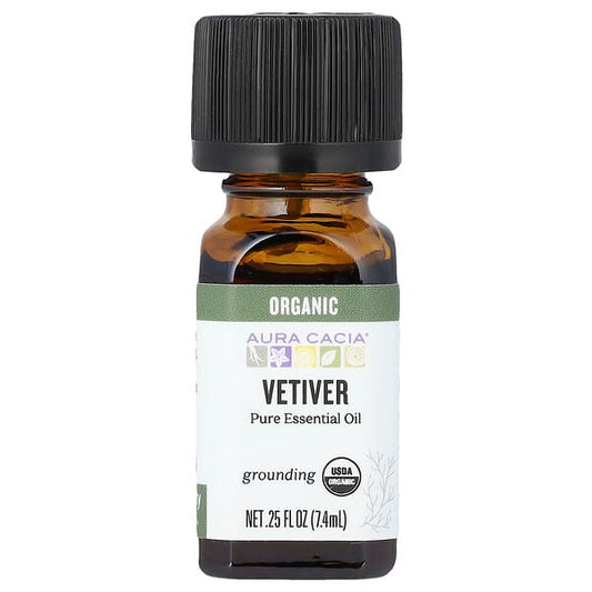 Aura Cacia Organic Pure Essential Oil Vetiver 0.25 fl oz (7.4 ml)
