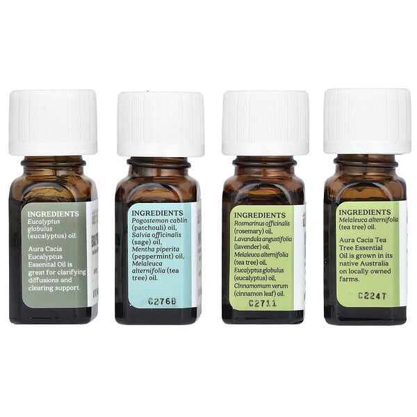Aura Cacia Purify Kit Clearing Pure Essential Oils 4 Bottles 0.25 fl oz (7.4 ml) Each