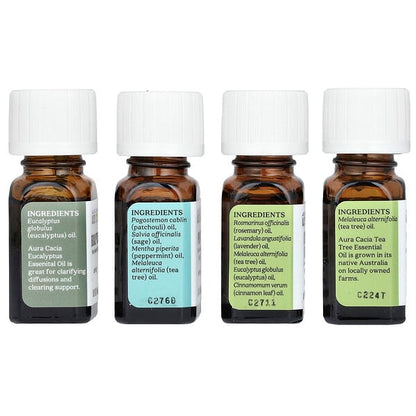 Aura Cacia Purify Kit Clearing Pure Essential Oils 4 Bottles 0.25 fl oz (7.4 ml) Each