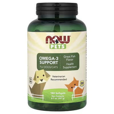 NOW Foods, Pets, Omega-3 Support for Dogs/Cats, Great Fish, 180 Softgels, 8.7 oz (247 g) - 3 Pack