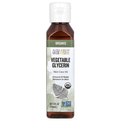 Aura Cacia Organic Skin Care Oil Vegetable Glycerin 4 fl oz (118 ml)