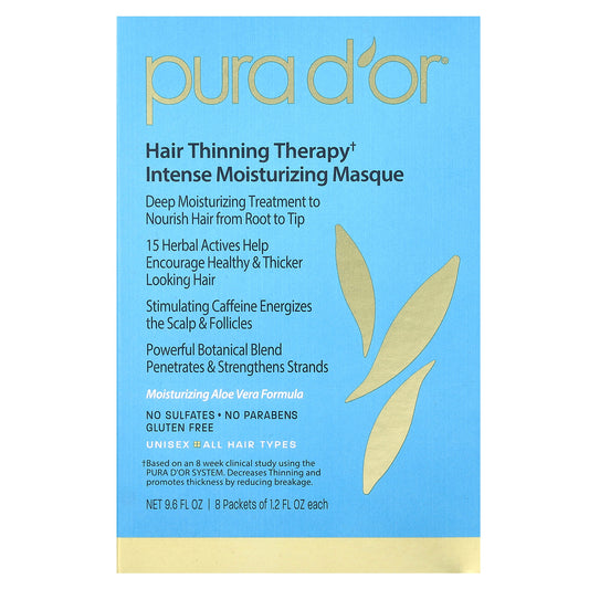 Pura D'or Hair Thinning Therapy Intense Moisturizing Masque 8 Packets 1.2 fl oz Each