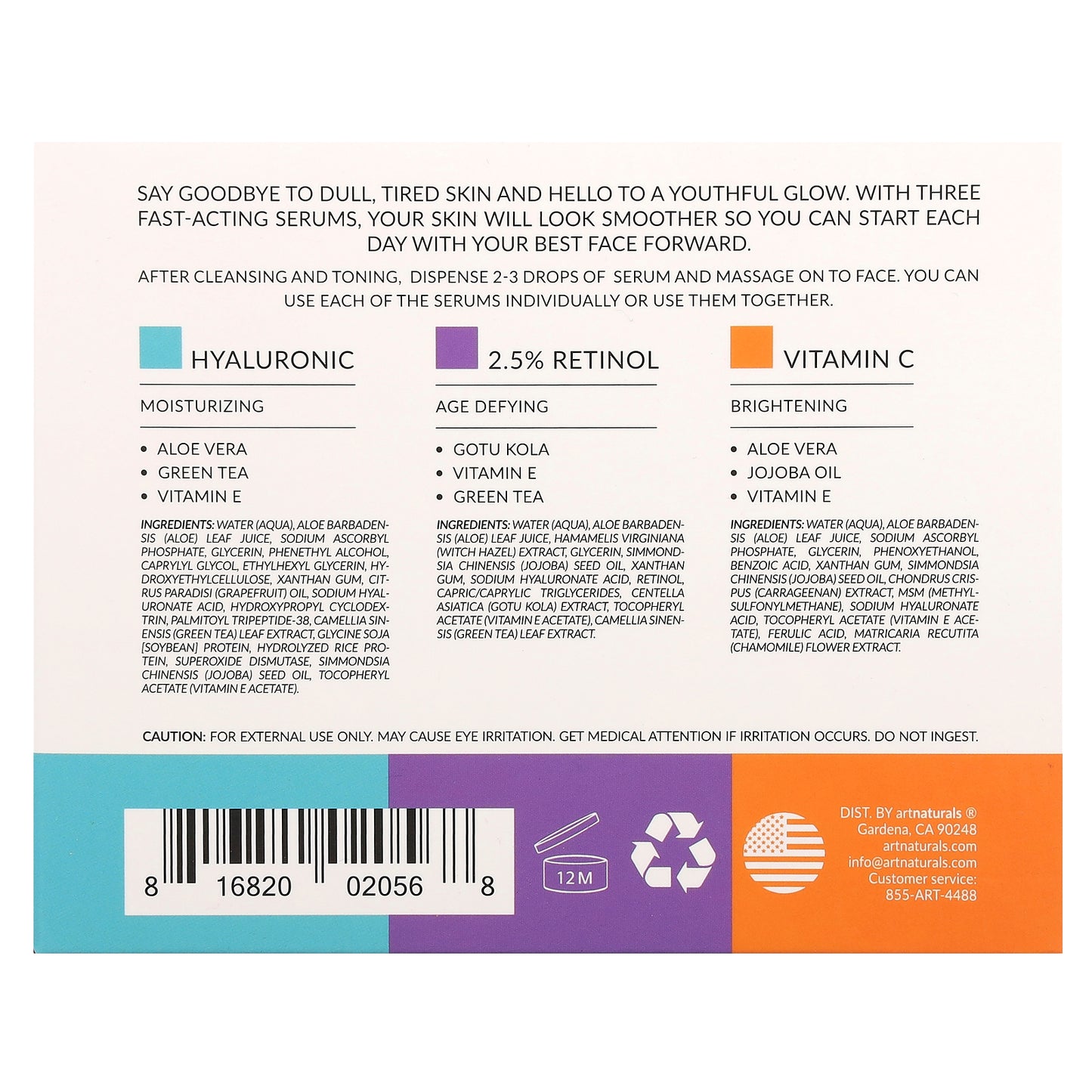artnaturals Serum Trio 3 Piece Set 1 fl oz (29.5 ml) Each