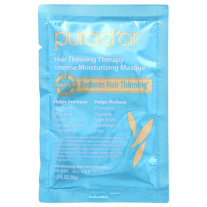 Pura D'or Hair Thinning Therapy Intense Moisturizing Masque 8 Packets 1.2 fl oz Each