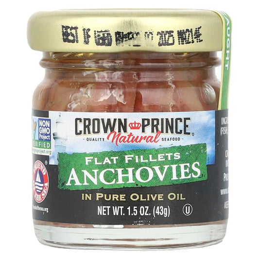 Crown Prince Natural Flat Fillets Anchovies In Pure Olive Oil 1.5 oz (43 g)