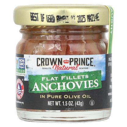Crown Prince Natural Flat Fillets Anchovies In Pure Olive Oil 1.5 oz (43 g)