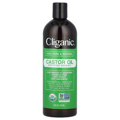 Cliganic  100% Pure & Natural  Organic Castor Oil  16 fl oz (473 ml)