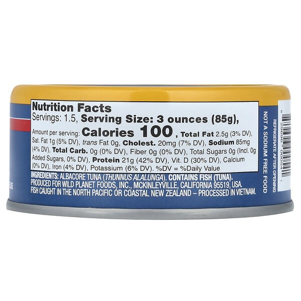 Wild Planet Albacore Wild Tuna No Salt Added 5 oz (142 g)