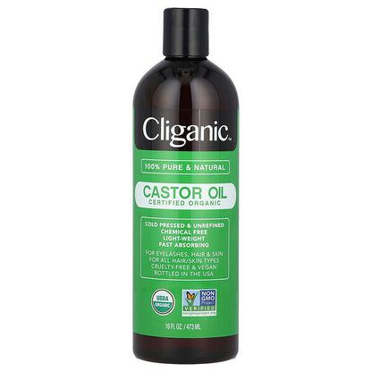 Cliganic 100% Pure & Natural Organic Castor Oil 8 fl oz (240 ml)