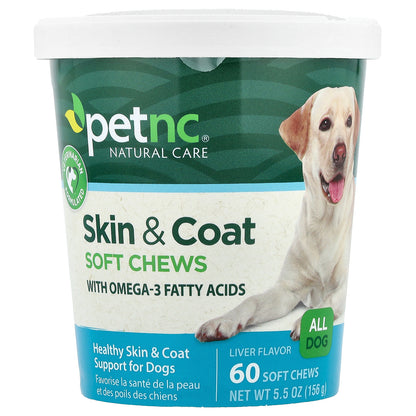 petnc NATURAL CARE Skin & Coat Soft Chews All Dog Liver 60 Soft Chews 5.5 oz (156 g)