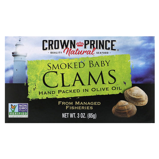 Crown Prince Natural Smoked Baby Clams In Olive Oil 3 oz (85 g)
