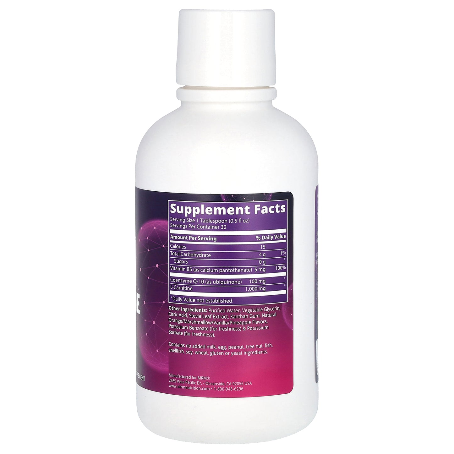MRM Nutrition CoQ-10 L-Carnitine Liquid Orange-Vanilla 16 fl oz (480 ml)