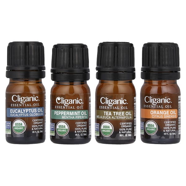 Cliganic 100% Pure and Natural Essential Oils Aromatherapy Set 4 Piece Set