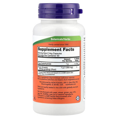 NOW Foods Panax Ginseng  500 mg 100 Veg Capsules