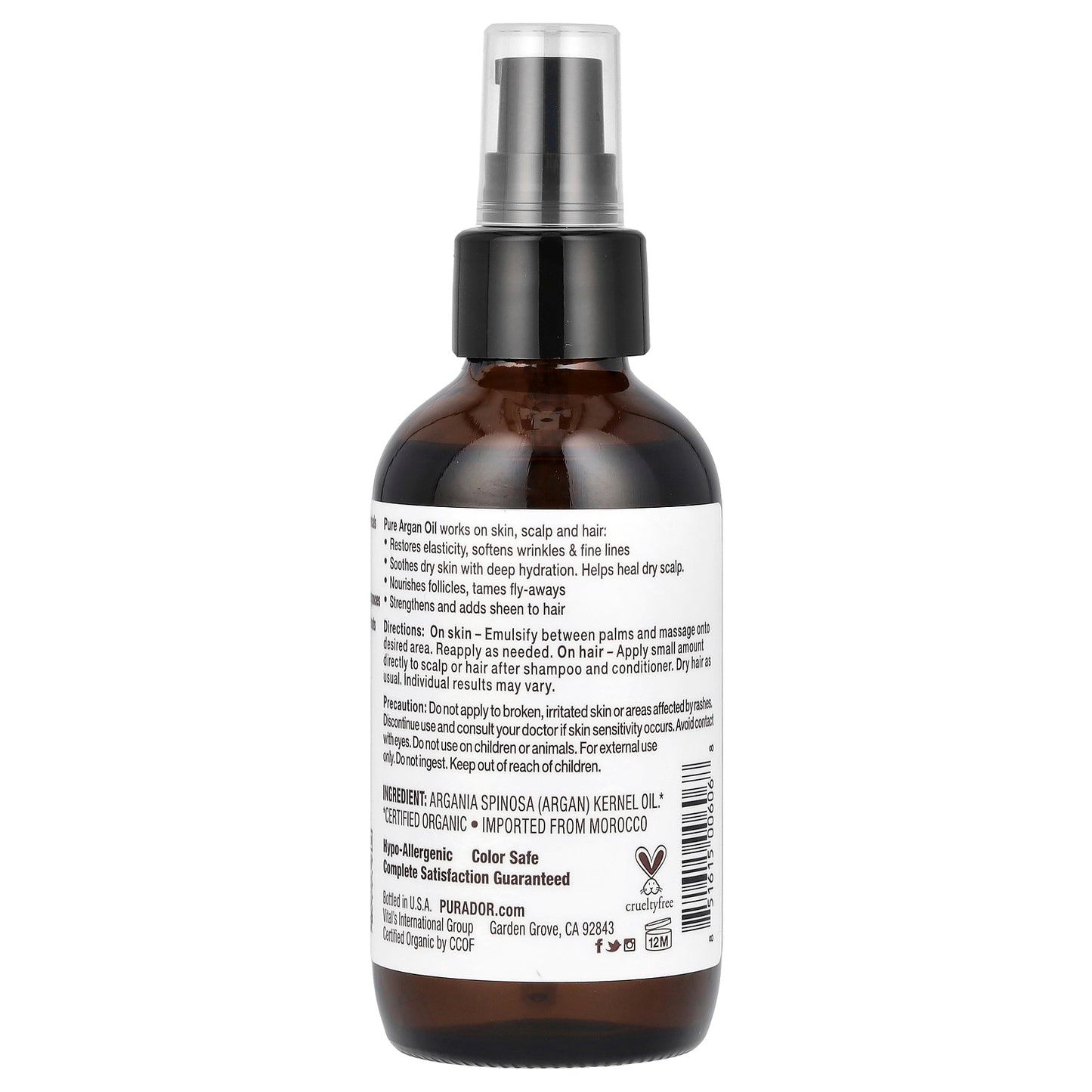 Pura D'or Organic Argan Oil 4 fl oz (118 ml)