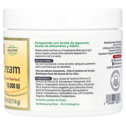 De La Cruz Vitamin E Cream 10000 IU 4 oz (114 g)