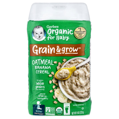 Gerber Organic for Baby Grain & Grow™ 2nd Foods Oatmeal Banana Cereal 8 oz (227 g)
