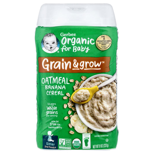 Gerber Organic for Baby Grain & Grow™ 2nd Foods Oatmeal Banana Cereal 8 oz (227 g)