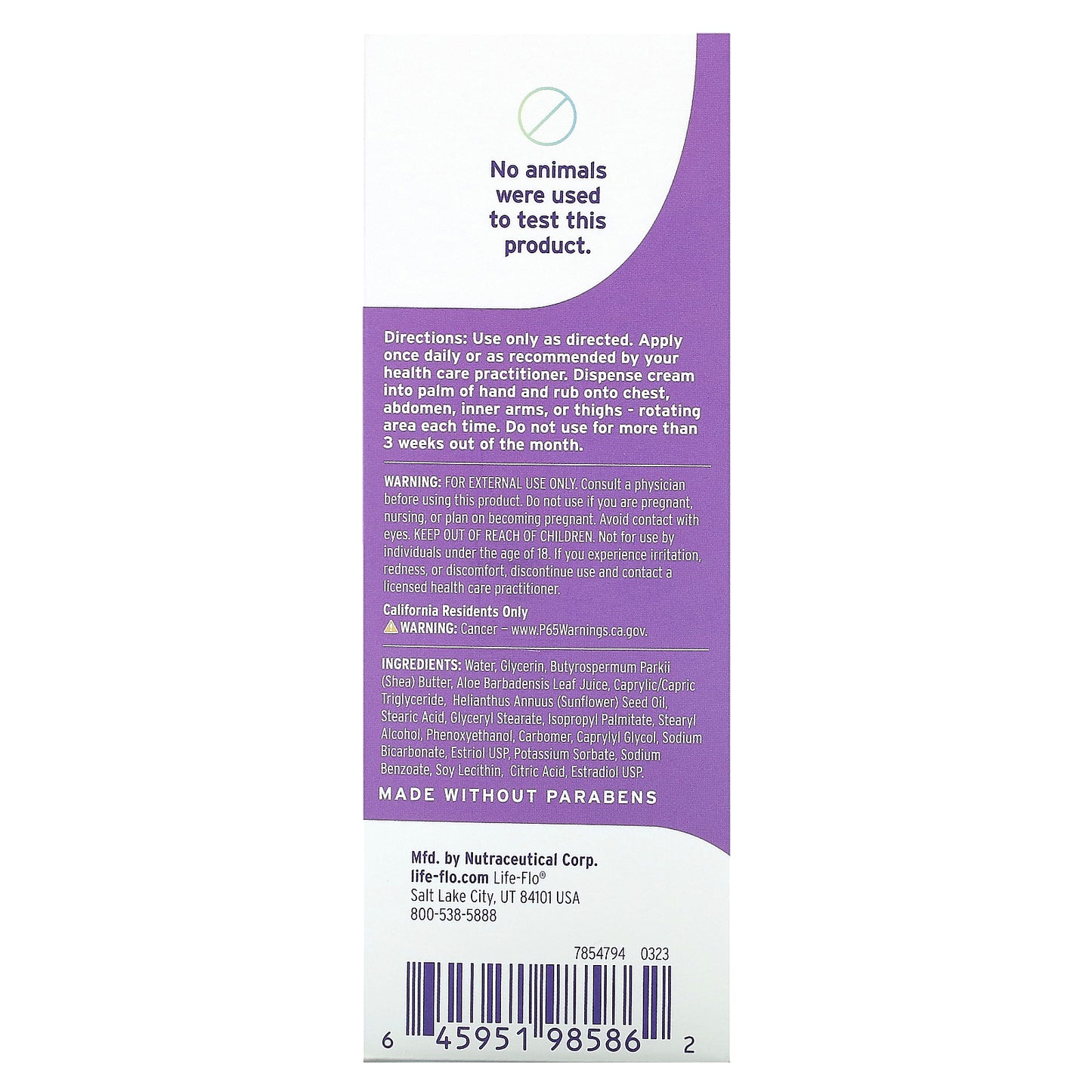 Life-flo BiEstro Care Body Cream Fragrance free 4 oz (112 g)