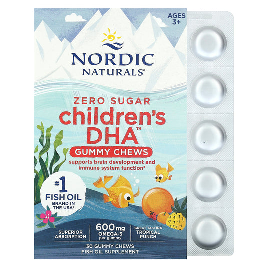 Nordic Naturals Children's DHA Gummy Chews Ages 3+ Tropical Punch 600 mg 30 Gummies