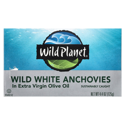 Wild Planet Wild White Anchovies In Extra Virgin Olive Oil 4.4 oz (125 g)