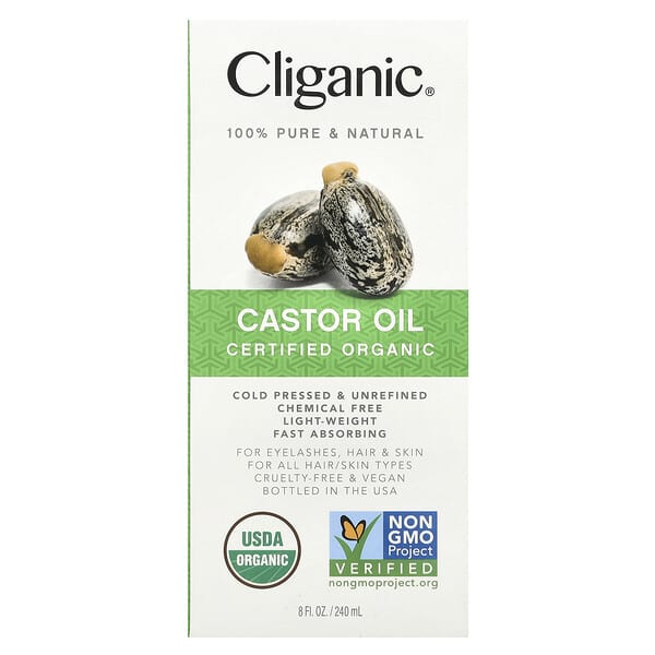 Cliganic 100% Pure & Natural Organic Castor Oil 8 fl oz (240 ml)