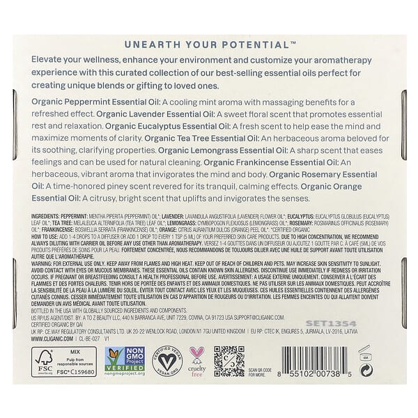 Cliganic The Iconics Essential Oil Aromatherapy Set 8 Piece Set 0.17 fl oz (5 ml) Each