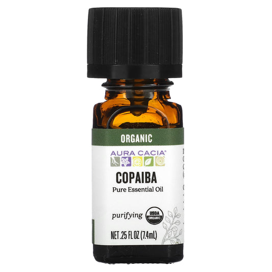 Aura Cacia Pure Essential Oil Organic Copaiba 0.25 fl oz (7.4 ml)