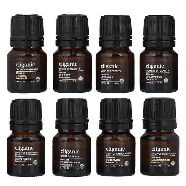 Cliganic The Iconics Essential Oil Aromatherapy Set 8 Piece Set 0.17 fl oz (5 ml) Each
