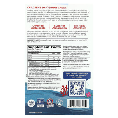 Nordic Naturals Children's DHA Gummy Chews Ages 3+ Tropical Punch 600 mg 30 Gummies