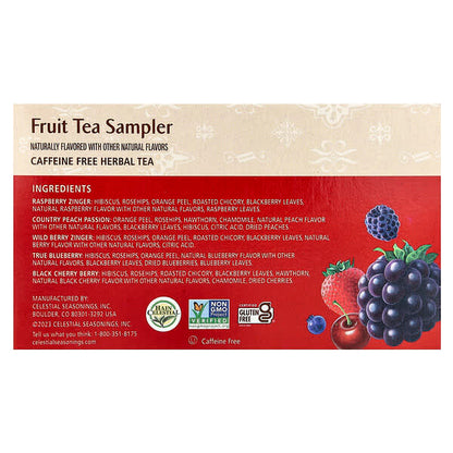 Celestial Seasonings Fruit Tea Sampler 5 Flavors Caffeine Free 18 Tea Bags 1.4 oz (40 g)