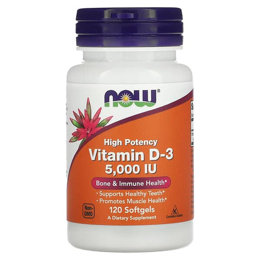 NOW Foods Vitamin D-3 High Potency 5000 IU 120 Softgels
