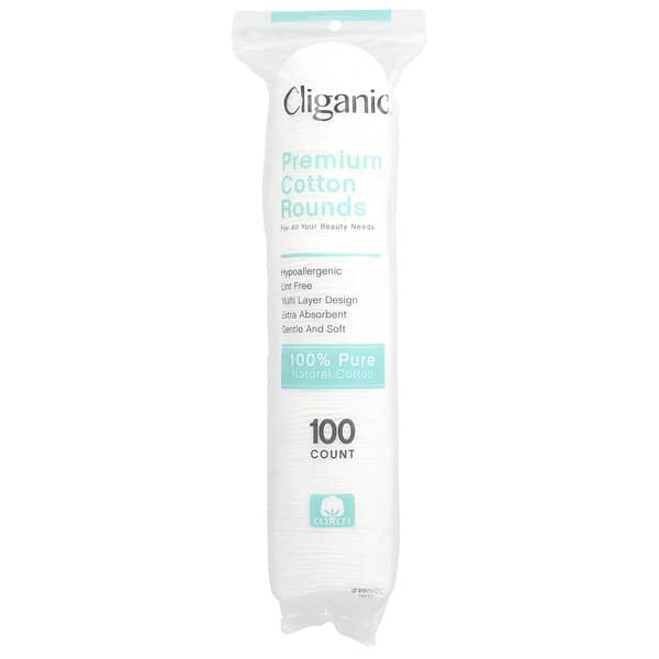 Cliganic Premium Cotton Rounds 100 Count