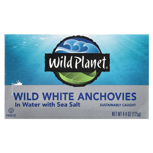 Wild Planet Wild White Anchovies In Water with Sea Salt 4.4 oz (125 g)