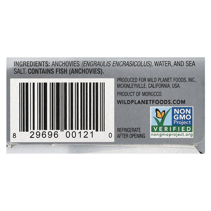Wild Planet Wild White Anchovies In Water with Sea Salt 4.4 oz (125 g)
