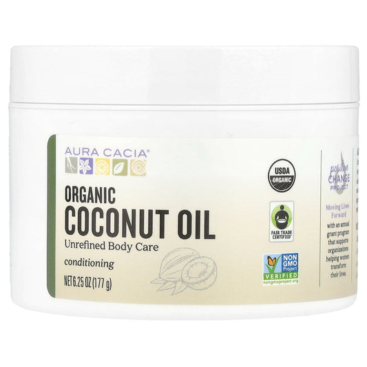 Aura Cacia Organic Coconut Oil 6.25 oz (177 g)