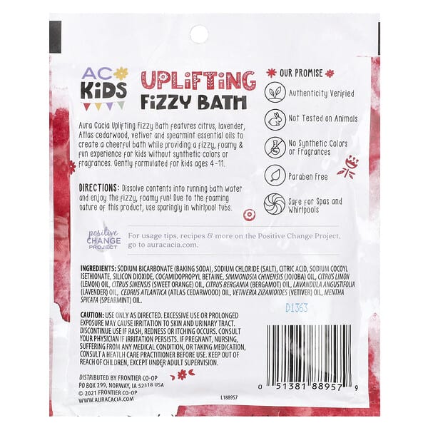 Aura Cacia Kids Uplifting Fizzy Bath 2.5 oz (70.9 g)