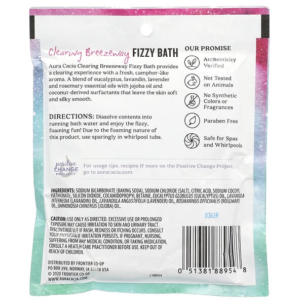 Aura Cacia Fizzy Bath Clearing Breezeway 2.5 oz (70.9 g)