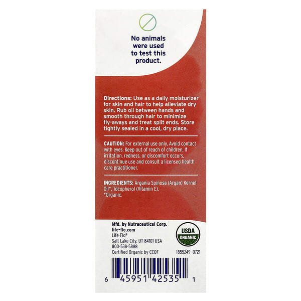 Life-flo Organic Pure Argan Oil 4 fl oz (118 ml)