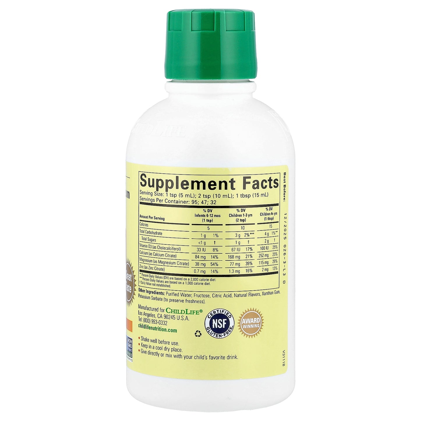 ChildLife Essentials Essentials Liquid Calcium with Magnesium Natural Orange 16 fl oz (473 ml)