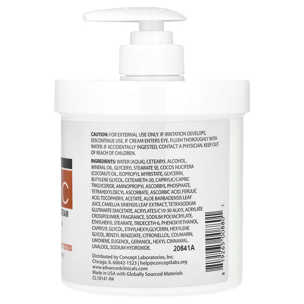 Advanced Clinicals Vitamin C Advanced Brightening Cream 16 oz (454 g)